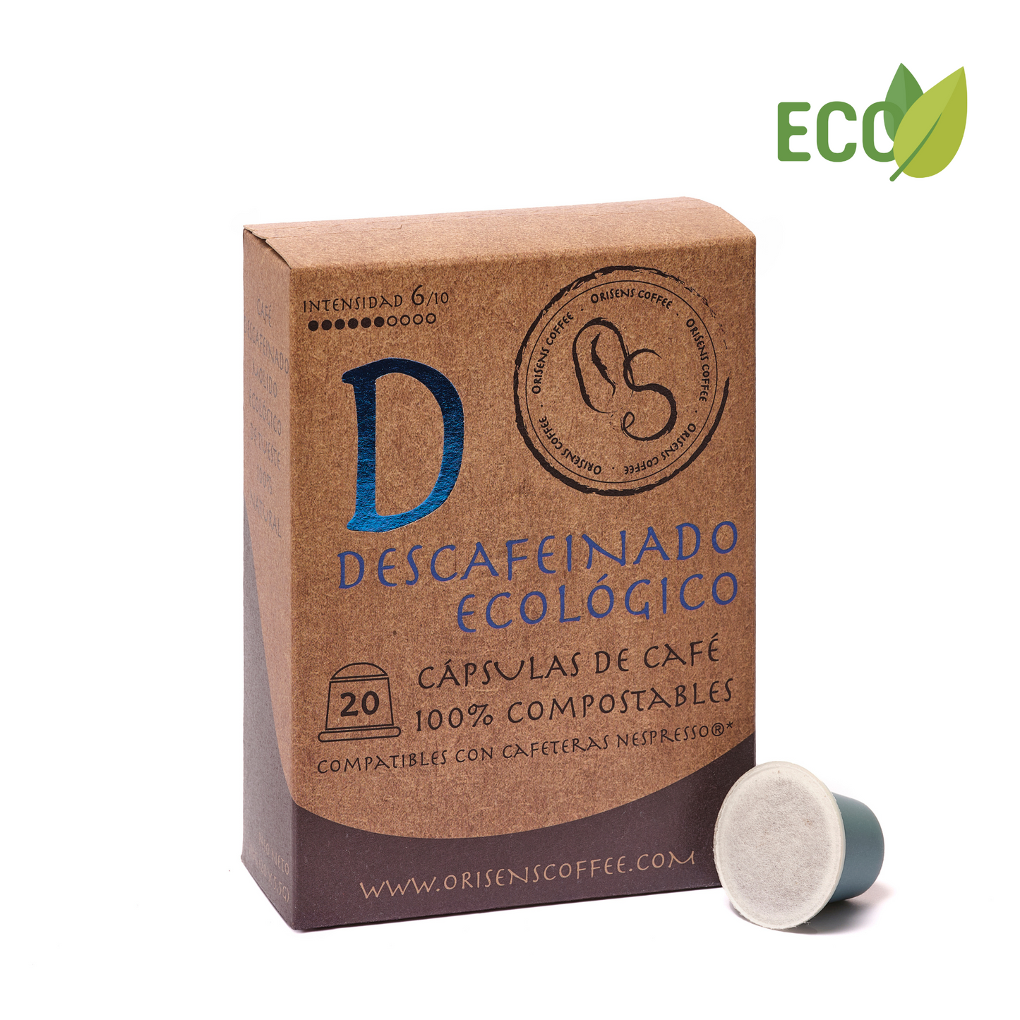 Cápsulas de café DESCAFEINADO ECO compatibles con Nespresso - 100% compostables - 20 unidades