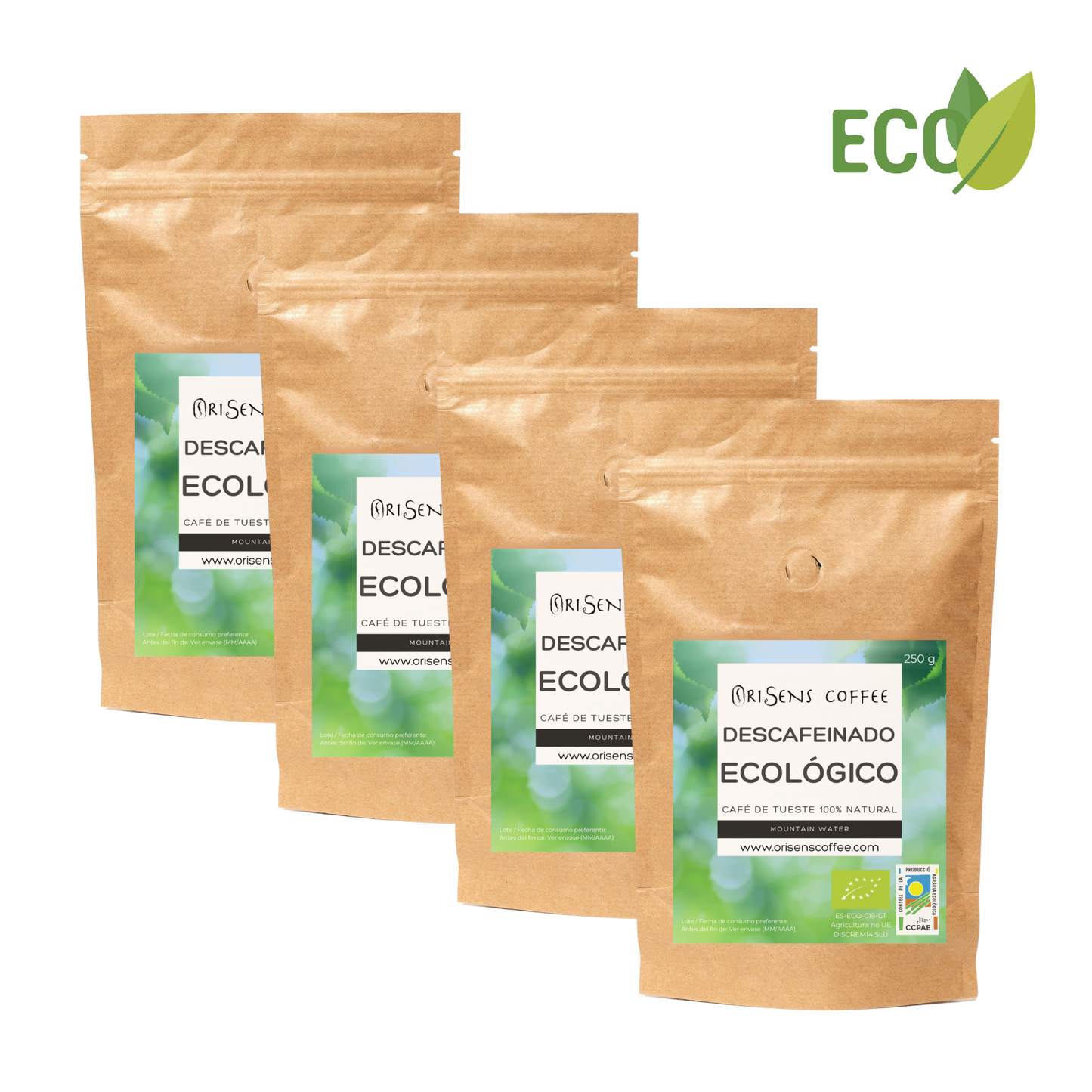 Pack 1 Kg de Cafè DESCAFEÏNAT ECO - 4 x 250g