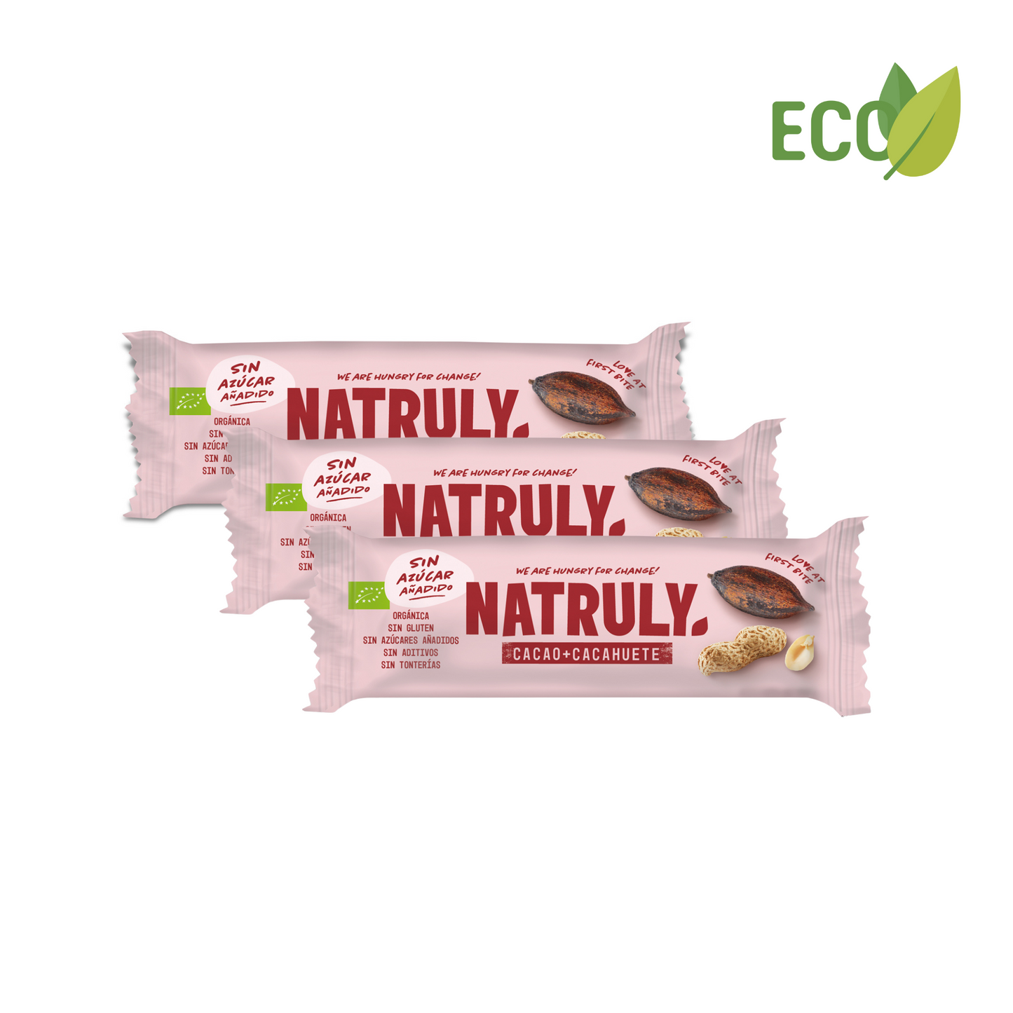 Pack de 3 Barritas Bio - CACAO Y CACAHUETE - 3 x 40g