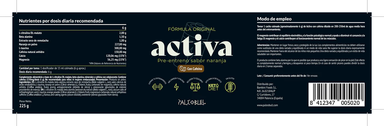 ACTIVA - Pré-treino com cafeína - 225g