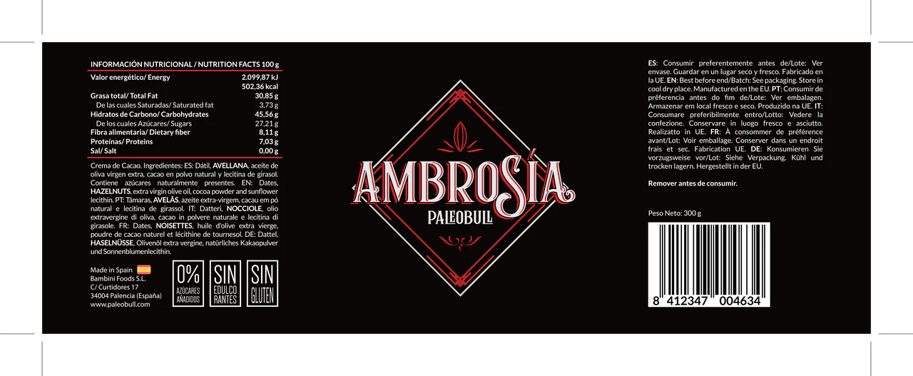 AMBROSIA - Crema de Cacau i Avellanes - 300g