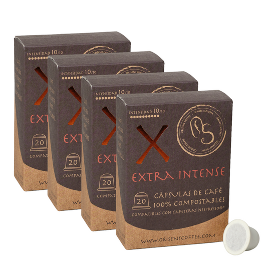Pack de Cápsulas compatibles con Nespresso EXTRA INTENSE - 100% compostables - 4 x 20 unidades