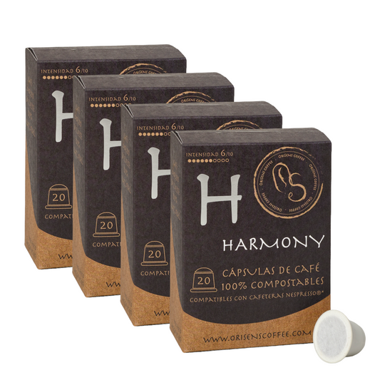 Pack de Cápsulas compatibles con Nespresso HARMONY - 100% compostables - 4 x 20 unidades