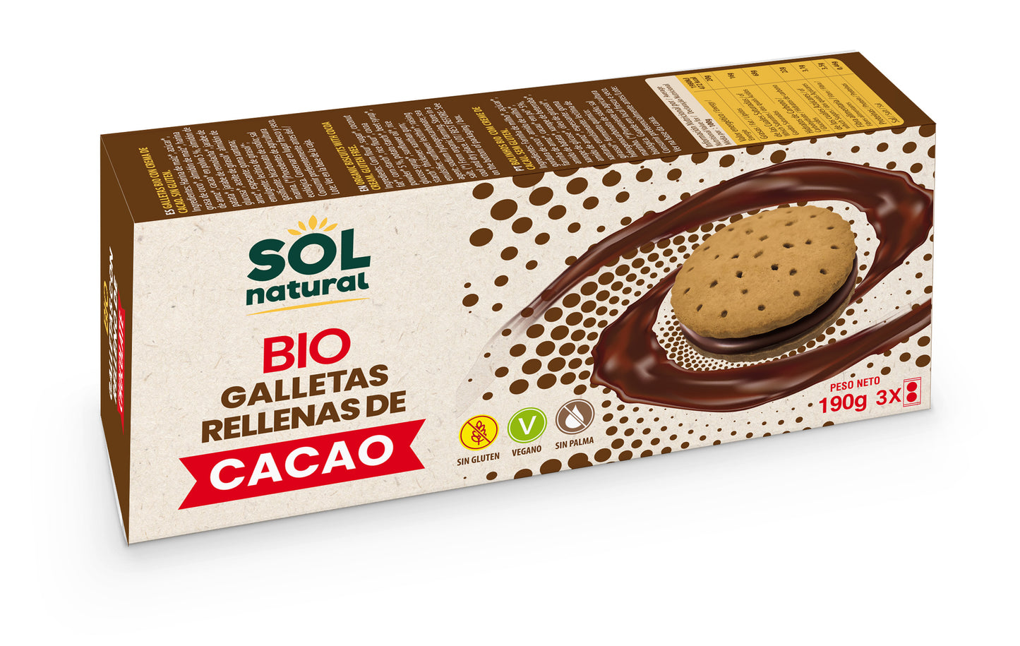 Galletas RELLENAS de CACAO - Sin gluten -  190g