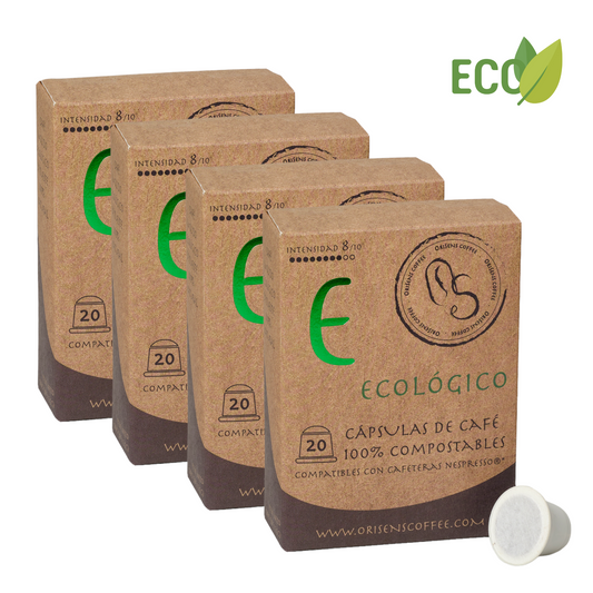 Pack de Cápsulas compatibles con Nespresso ECOLÓGICO - 100% compostables - 4 x 20 unidades