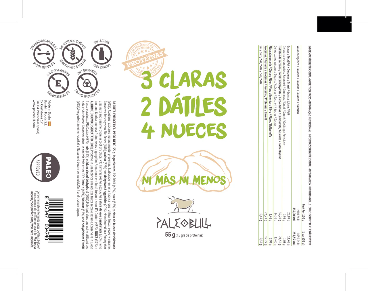 Pack de 3 Barritas de dátiles - NUECES - 3 x 55g