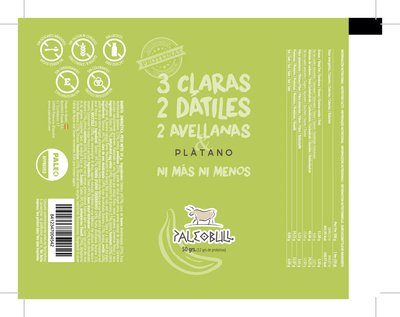 Pack de 3 Barritas de dátiles - PLÁTANO - 3 x 50g