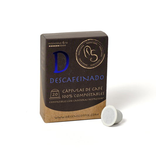Cápsulas compatibles con Nespresso DESCAFEINADO - 100% compostables - 20 unidades
