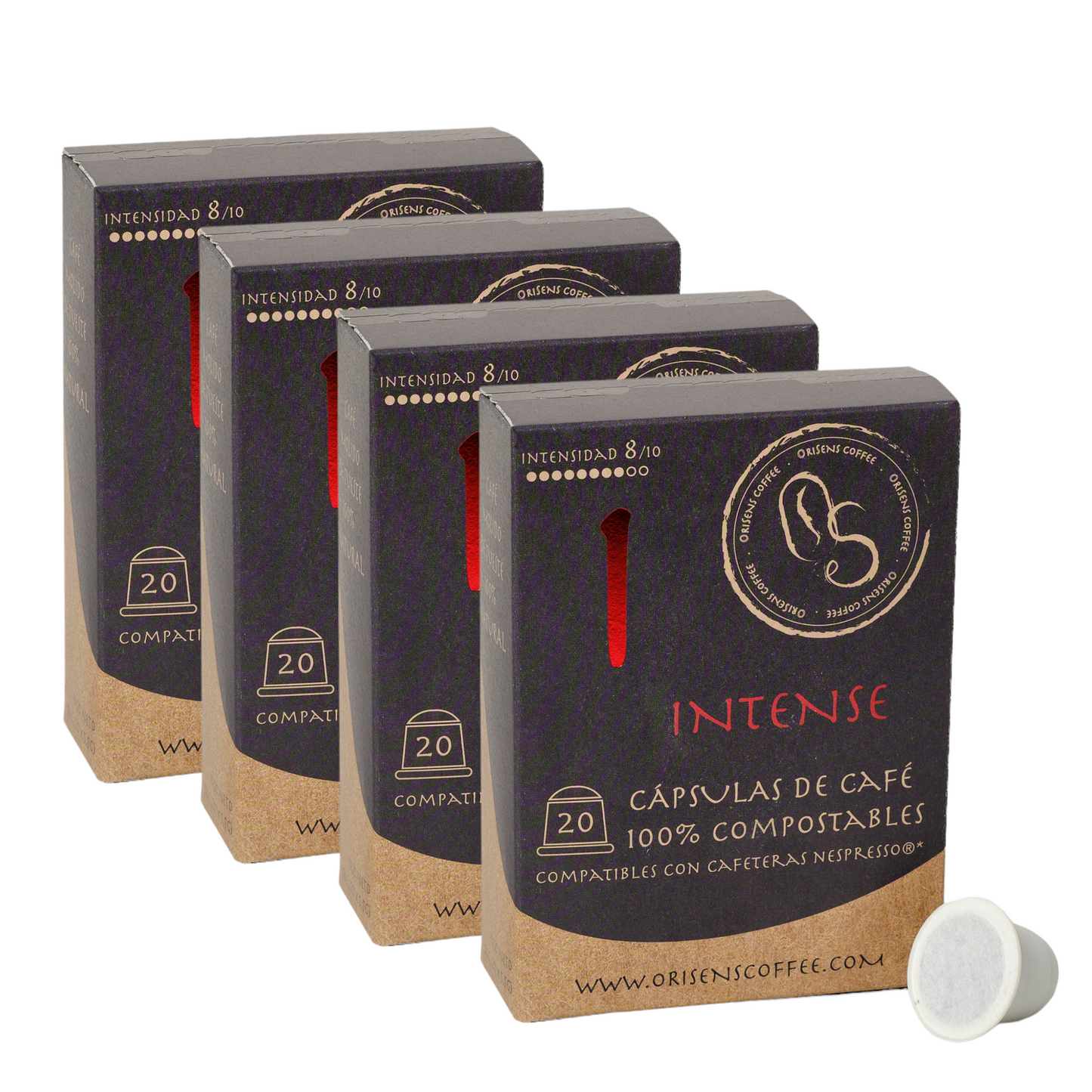 Pack de Càpsules compatibles amb Nespresso INTENSE - 100% compostables - 4 x 20 unitats